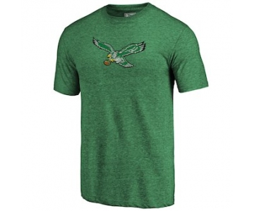 Men's Philadelphia Eagles Fanatics Branded Green Throwback Logo Tri-Blend T-Shirt