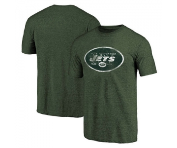 New York Jets Green Throwback Logo Tri-Blend NFL Pro Line T-Shirt