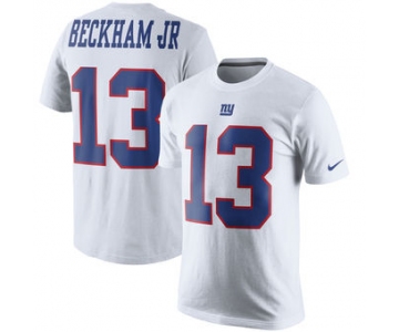 Men's New York Giants 13 Odell Beckham Jr Nike White Color Rush Player Pride Name & Number T-Shirt