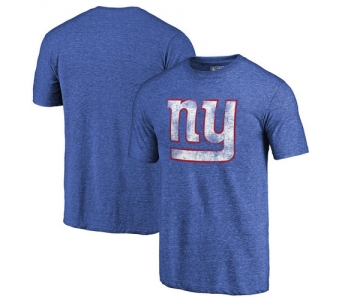 New York Giants Royal Throwback Logo Tri-Blend NFL Pro Line by T-Shirt