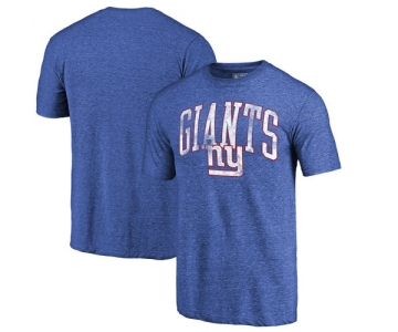 New York Giants Royal Wide Arch Tri-Blend NFL Pro Line by T-Shirt