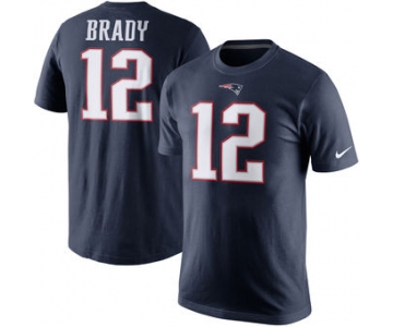 Men's New England Patriots 12 Tom Brady Nike Navy Blue Player Pride Name & Number T-Shirt