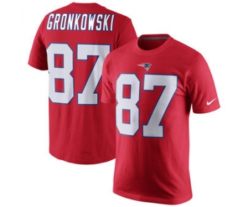 Men's New England Patriots 87 Rob Gronkowski Nike Red Player Pride Name & Number T-Shirt