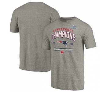 New England Patriots NFL Pro Line by Fanatics Branded 2018 AFC Champions Halfback Sweep Tri Blend T-Shirt Heather Gray