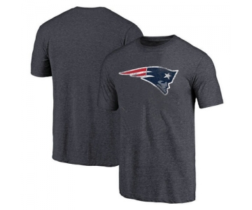 New England Patriots Navy Throwback Logo Tri-Blend V-Neck NFL Pro Line by T-Shirt