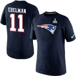 Nike New England Patriots #11 Julian Edelman  Blue Superbowl Player Pride Name & Number T-Shirt