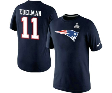 Nike New England Patriots #11 Julian Edelman  Blue Superbowl Player Pride Name & Number T-Shirt