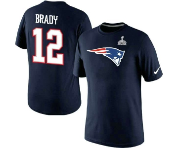 Nike New England Patriots #12 Tom Brady Blue Superbowl Player Pride Name & Number T-Shirt