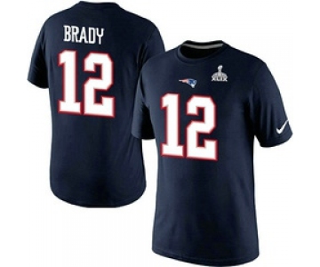 Nike New England Patriots #12 Tom Brady Blue Superbowl T-shirt