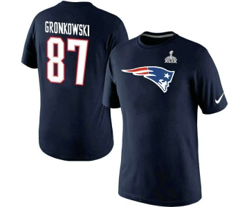 Nike New England Patriots #87 Rob Gronkowski  Blue Superbowl Player Pride Name & Number T-Shirt