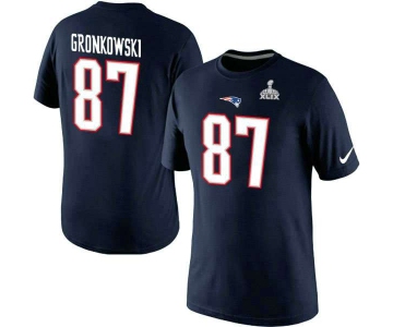 Nike New England Patriots #87 Rob Gronkowski Blue Superbowl T-shirt