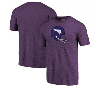 Minnesota Vikings Heathered Purple Helmet Throwback Logo Tri-Blend NFL Pro Line by T-Shirt