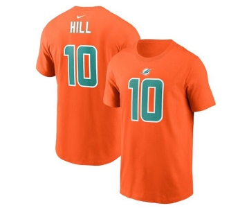 Men's Miami Dolphins #10 Tyreek Hill 2022 Orange Name & Number T-Shirt