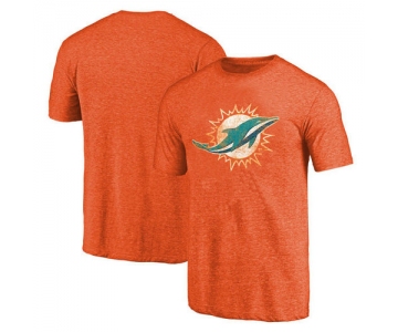 Miami Dolphins Orange Throwback Logo Tri-Blend NFL Pro Line by T-Shirt