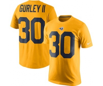 Men's Los Angeles Rams #30 Todd Gurley II Nike Gold Color Rush 2.0 Name & Number T-Shirt