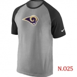 Mens St.Louis Rams Ash Tri Big Play Raglan T-Shirt Grey- Black