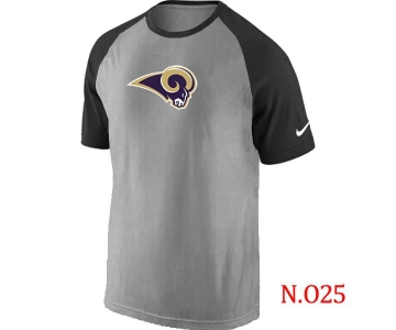 Mens St.Louis Rams Ash Tri Big Play Raglan T-Shirt Grey- Black