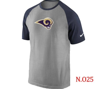 Mens St.Louis Rams Ash Tri Big Play Raglan T-Shirt Grey- Navy