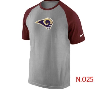 Mens St.Louis Rams Ash Tri Big Play Raglan T-Shirt Grey- Red