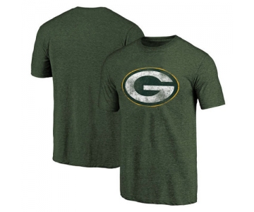 Green Bay Packers Green Throwback Logo Tri-Blend NFL Pro Line by T-Shirt