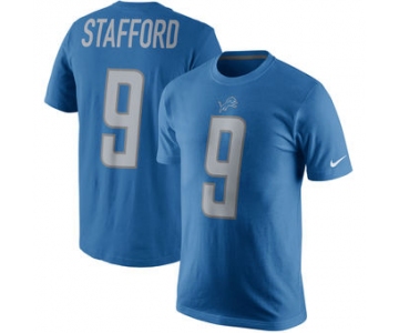 Men's Detroit Lions 9 Matthew Stafford Nike Blue Player Pride Name & Number T-Shirt