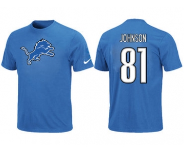 Nike Detroit Lions 81 Calvin Johnson Name & Number T-Shirt Blue