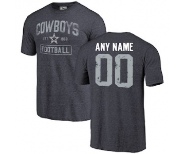 Men's Dallas Cowboys NFL Pro Line by Fanatics Branded Navy Distressed Personalized 00 Name & Number Tri-Blend T-Shirt