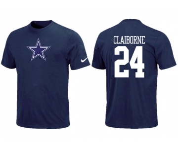 Nike Dallas Cowboys 24 CLAIBORNE Name & Number T-Shirt Blue