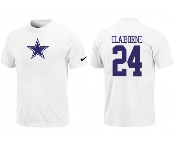 Nike Dallas Cowboys 24 CLAIBORNE Name & Number T-Shirt White