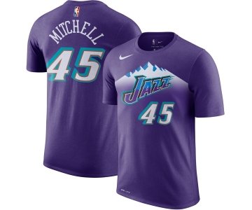 Utah Jazz #45 Donovan Mitchell Nike Hardwood Classic Name & Number T-Shirt Purple