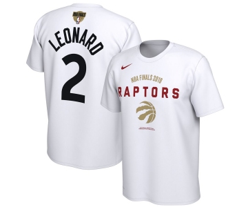 Toronto Raptors 2 Kawhi Leonard Nike 2019 NBA Finals Bound Name & Number T-Shirt White