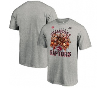 Toronto Raptors Fanatics Branded 2019 NBA Finals Champions Caricature Roster T-Shirt Heather Charcoal