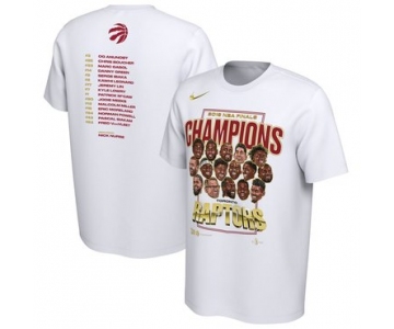 Toronto Raptors Nike 2019 NBA Finals Champions Celebration Roster Performance T-Shirt White