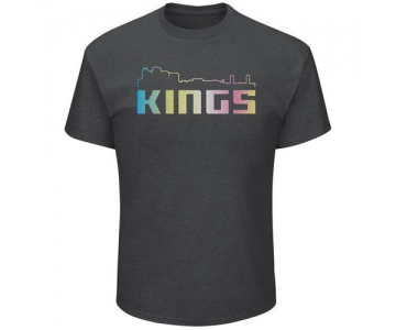 Sacramento Kings Majestic Heather Charcoal Tek Patch Color Reflective Skyline T-Shirt