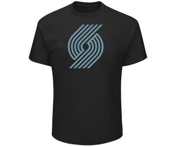 Men's Portland Trail Blazers Majestic Black Tek Patch Reflective T-Shirt