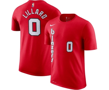 Portland Trail Blazers #0 Damian Lillard Nike Hardwood Classic Name & Number T-Shirt Red