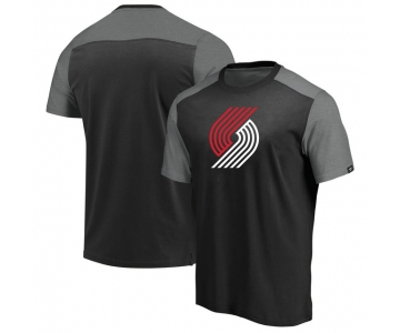 Portland Trail Blazers Iconic Blocked T-Shirt - BlackHeathered Gray