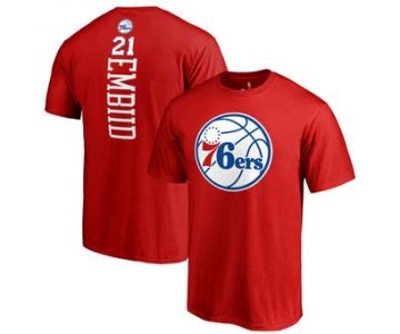 Men's Philadelphia 76ers 21 Joel Embiid Fanatics Branded Red Team Backer Name & Number T-Shirt