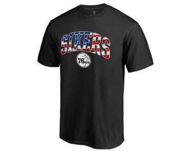 Men's Philadelphia 76ers Black Banner Wave T-Shirt