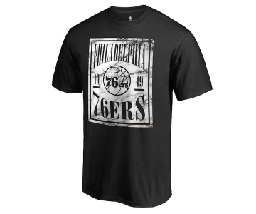 Men's Philadelphia 76ers Fanatics Branded Black Court Vision Marble T-Shirt