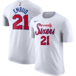 Philadelphia 76ers #21 Joel Embiid Nike Hardwood Classic Name & Number T-Shirt White