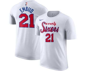 Philadelphia 76ers #21 Joel Embiid Nike Hardwood Classic Name & Number T-Shirt White
