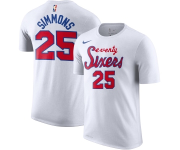 Philadelphia 76ers #25 Ben Simmons Nike Hardwood Classic Name & Number T-Shirt White