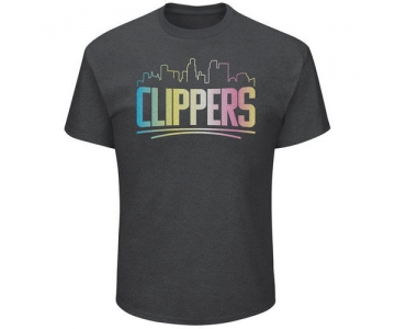 LA Clippers Majestic Heather Charcoal Tek Patch Color Reflective Skyline T-Shirt