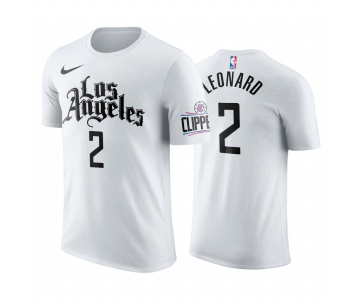 Nike Clippers #2 Kawhi Leonard 2019-20 Men's White Los Angeles City Edition NBA T-Shirt