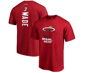 Men's Miami Heat Dwyane 3 Wade Fanatics Branded Red Backer Name & Number T-Shirt