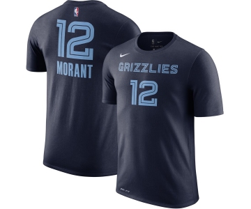 Memphis Grizzlies #12 Ja Morant Nike Icon Name & Number Performance T-Shirt Navy