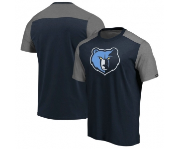 Memphis Grizzlies Iconic Blocked T-Shirt - NavyHeathered Gray