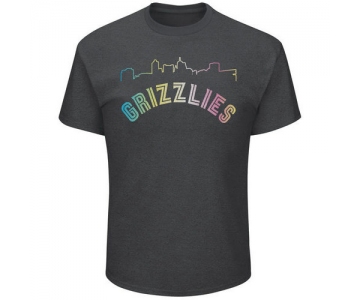 Memphis Grizzlies Majestic Heather Charcoal Tek Patch Color Reflective Skyline T-Shirt