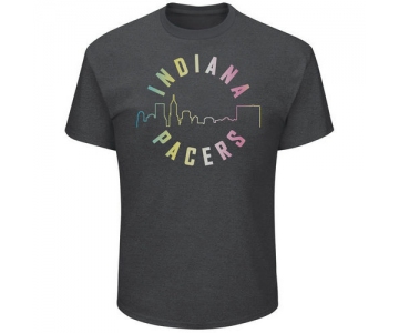 Indiana Pacers Majestic Heather Charcoal Tek Patch Color Reflective Skyline T-Shirt